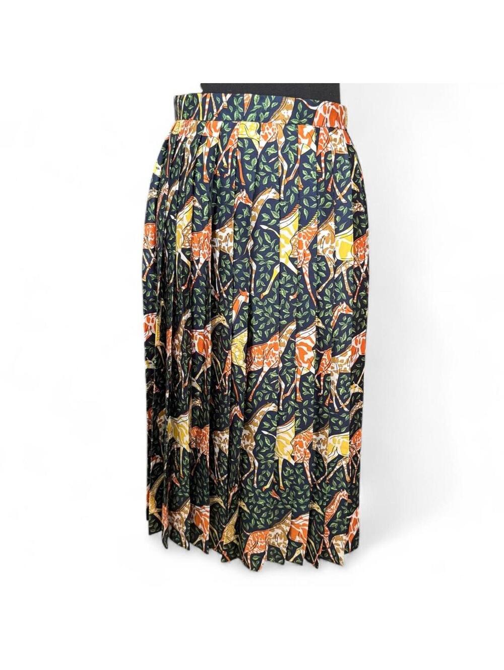 J.Crew Women's Africa Inspired Giraffe Print Pleated Skirt sz 2